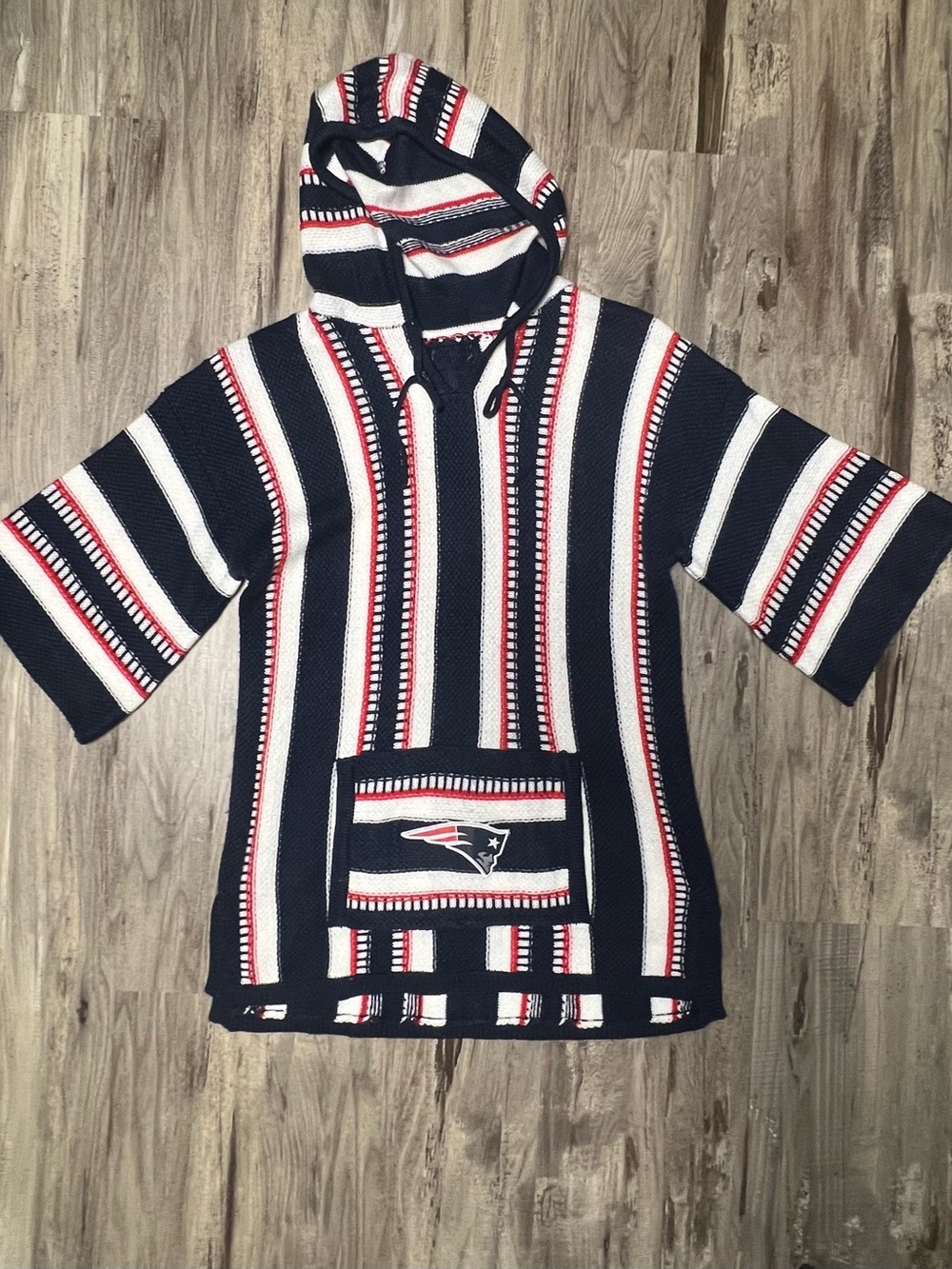 Little Earth NFL New England Patriots Baja Jerga Hoodie Knit Sweater S/M
